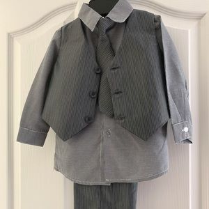 Little Boys Black and Gray 3 piece suit
